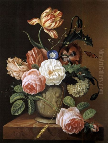 Blumenstilleben In Vase Oil Painting by Franz Xaver Pieler