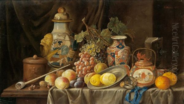 Fruchtestilleben Mit Ziergegenstanden Oil Painting by Franz Xaver Pieler