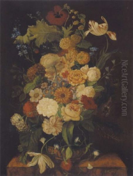 Blumenstillleben In Vase Oil Painting by Franz Xaver Pieler
