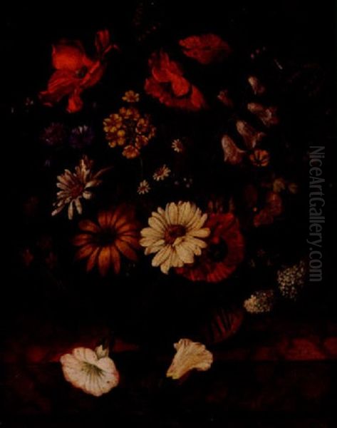 Bouquet Of Flowers In A Vase Oil Painting by Franz Xaver Pieler