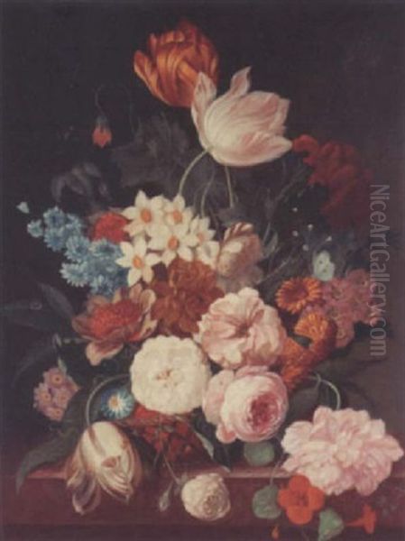 Still Life Of Flowers Oil Painting by Franz Xaver Pieler