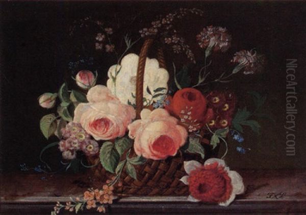 Ein Blumenkorb Oil Painting by Franz Xaver Pieler