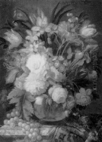 Floral Still Life Oil Painting by Franz Xaver Pieler