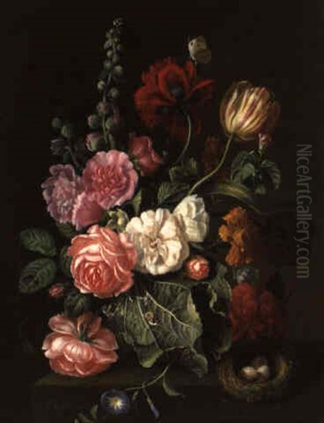 Blumenstraus Von Rosen, Pfingstrose, Tulpe Und Anderen Blumen Oil Painting by Franz Xaver Pieler