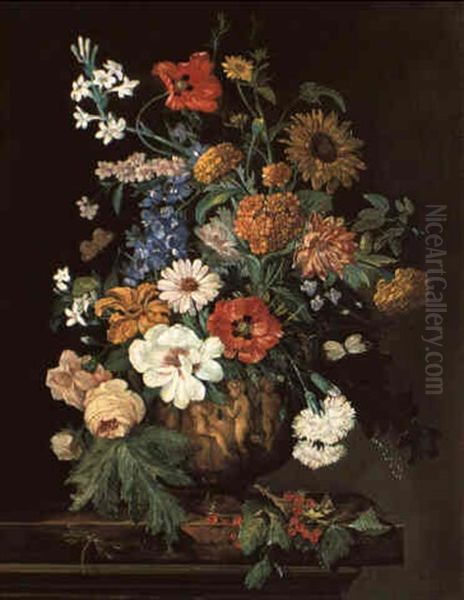 Grosses Blumenstilleben Oil Painting by Franz Xaver Pieler