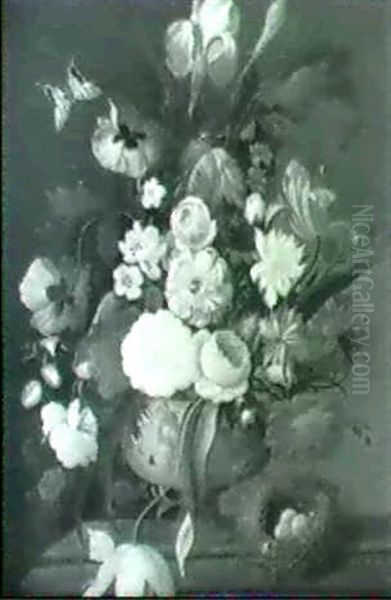 Blumenstilleben Mit Vogelnest Oil Painting by Franz Xaver Pieler