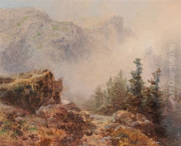 Berglandschaften (pair) Oil Painting by August Bedrich Piepenhagen