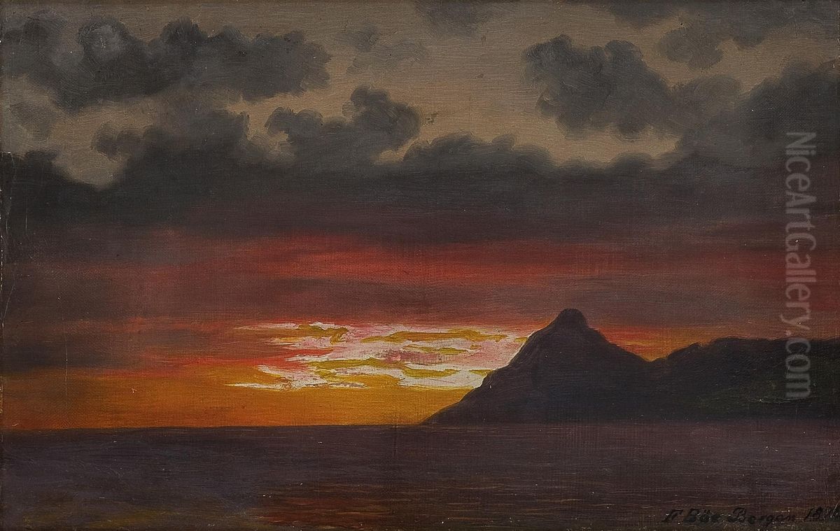 Hestmannen I Midnattsol Oil Painting by Frants Diderik Boe