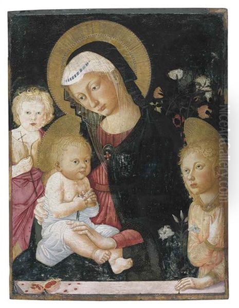 The Madonna And Child With A Goldfinch, With The Infant Saint John The Baptist And An Angel Oil Painting by Pier Francesco Fiorentino