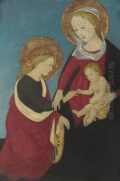 The Madonna And Child With An Angel Oil Painting by Pier Francesco Fiorentino