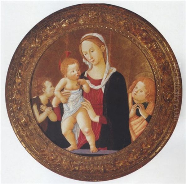The Madonna And Child With An Angel And The Infant Saint John The Baptist Oil Painting by Pier Francesco Fiorentino