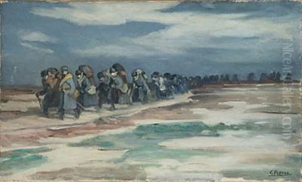 Soldiers On March Oil Painting by Gustave (Rene) Pierre
