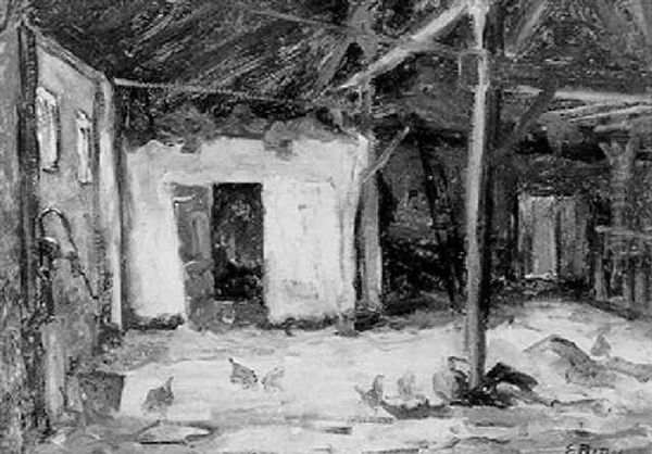 In The Stable Oil Painting by Evert Pieters