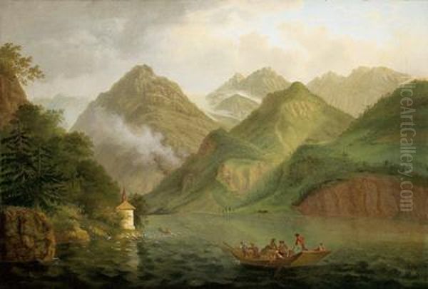 Tell Chapel On The Vierwaldstatter Lake Oil Painting by William Boell