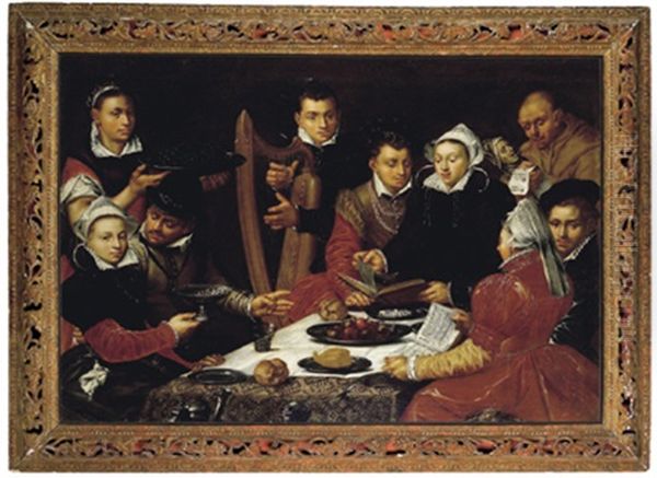 Musizierende Gesellschaft Oil Painting by Pieter Pietersz