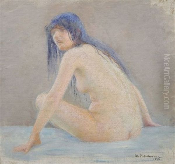 Badende Nymphe Oil Painting by Max Ernst Pietschmann