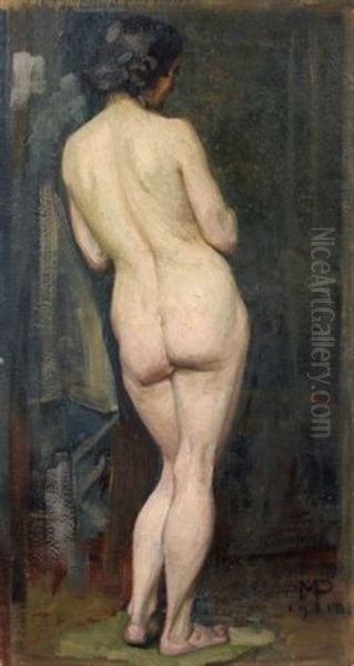 Stehender Weiblicher Ruckenakt Oil Painting by Max Ernst Pietschmann