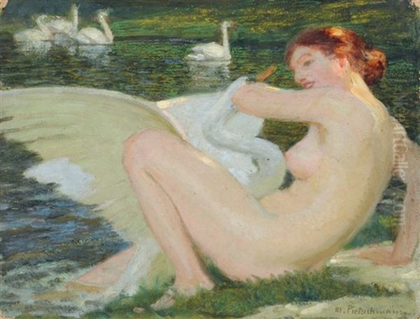 Leda Und Der Schwan Oil Painting by Max Ernst Pietschmann