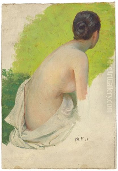 Weiblicher Ruckenakt (study) Oil Painting by Max Ernst Pietschmann