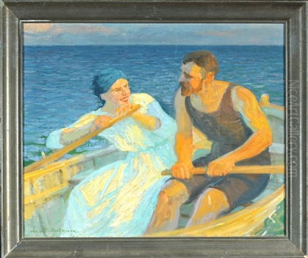 Ruderndes Paar Oil Painting by Max Ernst Pietschmann