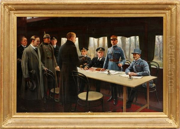 The Signing Of The Armistice - Nov. 11th, 1918 Oil Painting by Harold Piffard