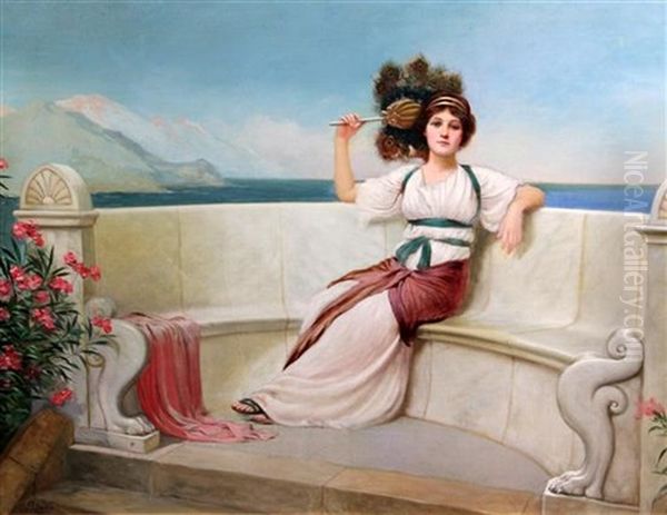 Classical Beauty On A Terrace Oil Painting by Harold Piffard