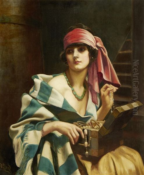 Treasures Of The Harem Oil Painting by Harold Piffard