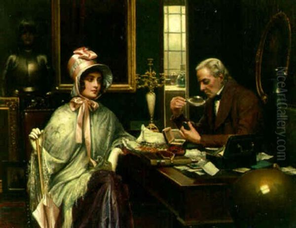 At The Antiquairie Oil Painting by Harold Piffard