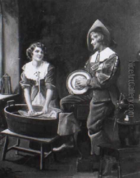 A Willing Helper Oil Painting by Harold Piffard