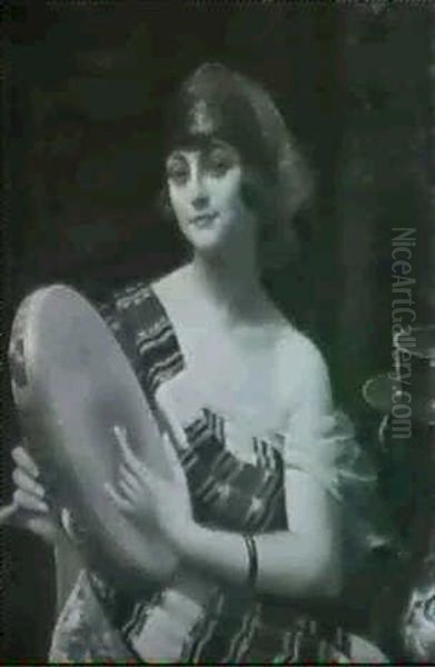 The Tamboureen Girl Oil Painting by Harold Piffard