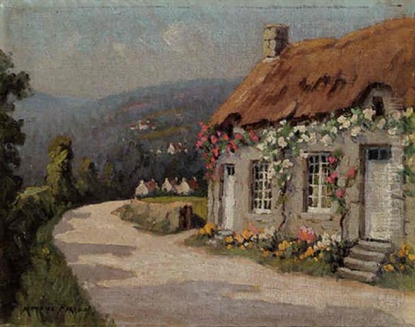 Chaumiere Fleurie Sur La Route Oil Painting by Maurice Pigeon