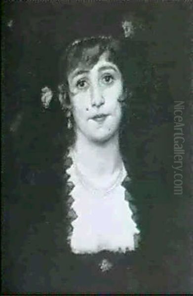 Damenportrat. Brustbild, Frontal Oil Painting by Elimar Ulrich Bruno Piglhein