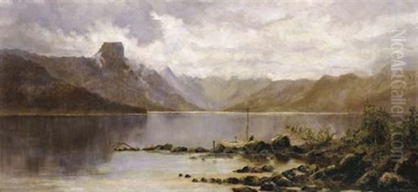 Lake St. Clair, The Source Of The River Derwent, Tasmania Oil Painting by William Charles Piguenit
