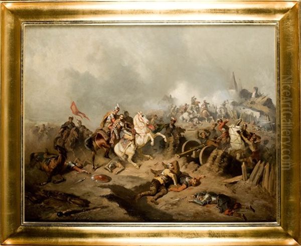 Scene From The Battlefield Oil Painting by Henryk Pillati