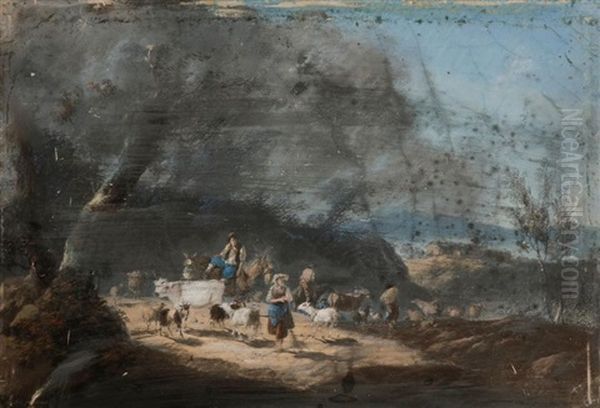 Paysage Aux Bergers Oil Painting by Jean-Baptiste Pillement