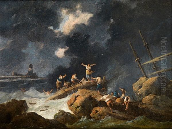 Die Schiffbruchigen Oil Painting by Jean-Baptiste Pillement