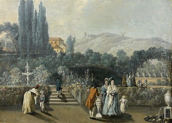 Vue Des Jardins De Benfica Oil Painting by Jean-Baptiste Pillement