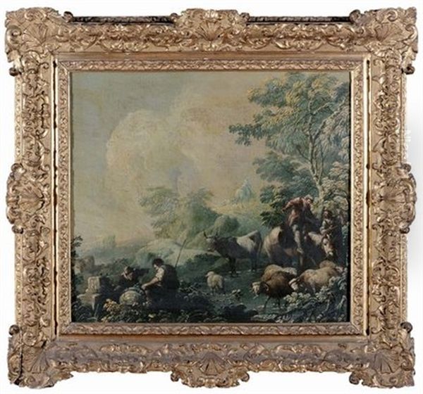 Paesaggi Agresti (pair) Oil Painting by Jean-Baptiste Pillement