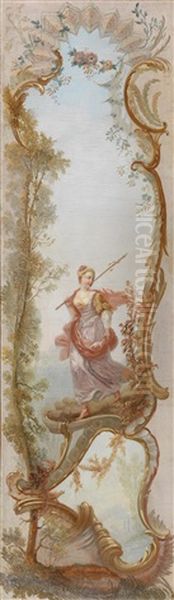 Rocaillenpanneaux Mit Einem Schaferpaar (+ Another; Pair) Oil Painting by Jean-Baptiste Pillement