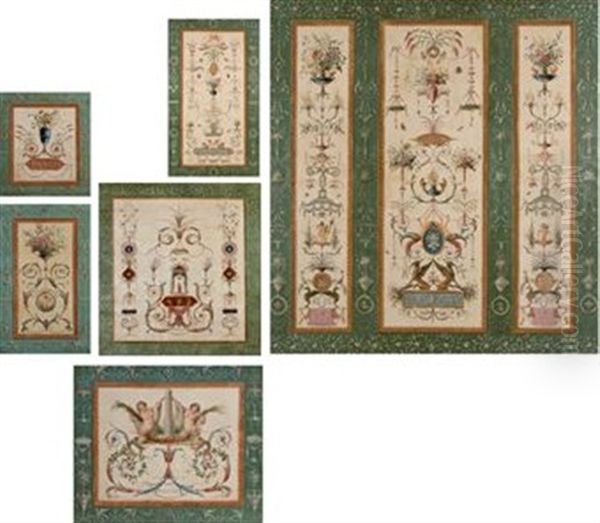 Putti Et Arabesques (various Sizes, 16 Works) Oil Painting by Jean-Baptiste Pillement