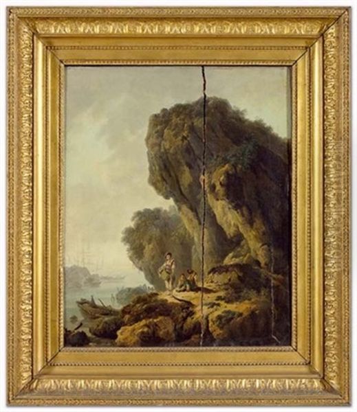 Personen Auf Einem Felsen Am Meer Oil Painting by Jean-Baptiste Pillement
