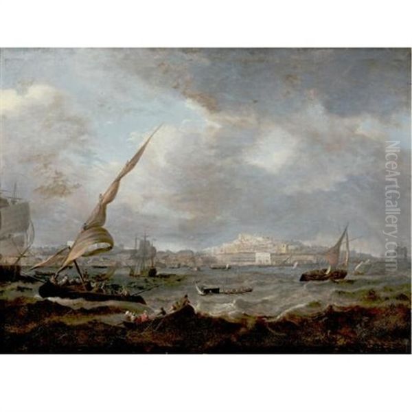 A View Of Lisbon Oil Painting by Jean-Baptiste Pillement