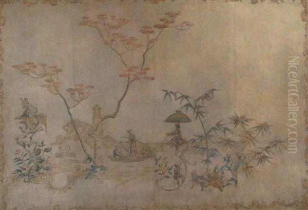 Panneau Mit Chinoiserie-szene Oil Painting by Jean-Baptiste Pillement