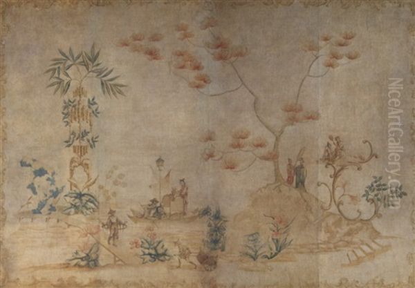 Panneau Mit Chinoiserie-szene Oil Painting by Jean-Baptiste Pillement