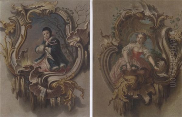 An Allegory Of Winter Oil Painting by Jean-Baptiste Pillement