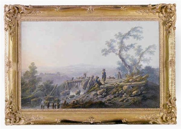 Paysanne Se Promenant Dans La Campagne Portugaise Oil Painting by Jean-Baptiste Pillement