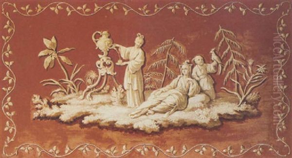 Oriental Figures Resting And Taking Tea Oil Painting by Jean-Baptiste Pillement