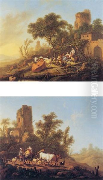 Le Repos Des Bergers Oil Painting by Jean-Baptiste Pillement