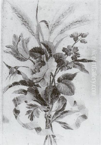 Roses Et Tulipes Aux Epis De Ble Oil Painting by Jean-Baptiste Pillement