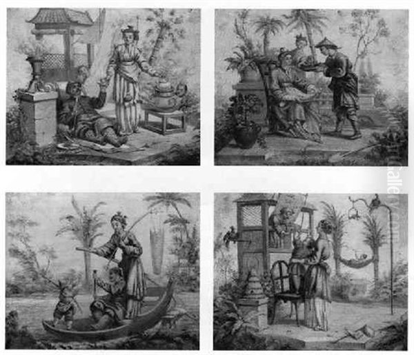 Chinoiserie Oil Painting by Jean-Baptiste Pillement